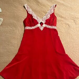 Scarlet Lace-Trimmed Dress